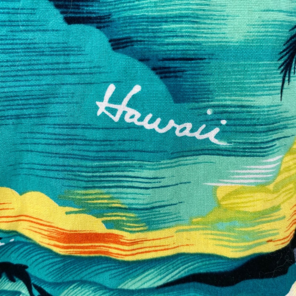 Hawaiian Togs Mens M Aloha Shirt Teal Tropical Palm Tree Dolphin Cotton HI Made - Picture 4 of 8